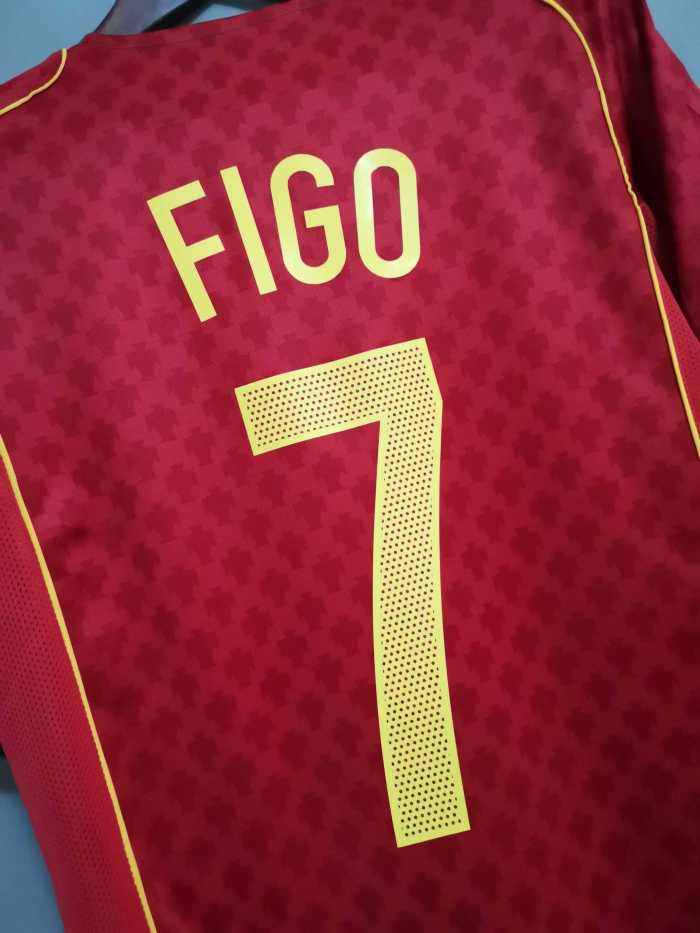 with Front Lettering Retro Jersey 2004 Portugal FIGO 7 Home Soccer Jersey
