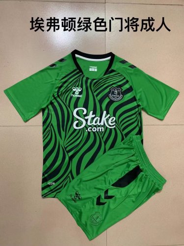 Adult Uniform 2022-2023 Everton Green Goalkeeper Soccer Jersey Shorts