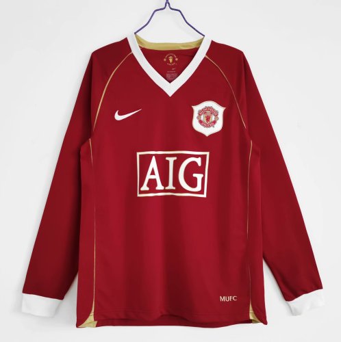 Retro Jersey 2006-2007 Manchester United Home Red Long Sleeve Soccer Jersey
