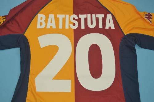Retro Jersey Long Sleeve As Roma 2011-2002 BATISTUTA 20 Home Soccer Jersey