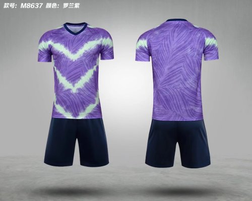 M8637 Purple Blank Soccer Training Jersey Shorts