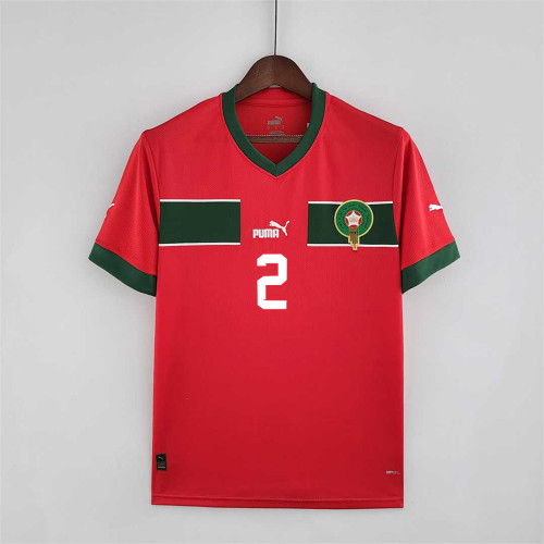 Fans Version 2022 World Cup Morocco 2 HAKIMI Home Soccer Jersey