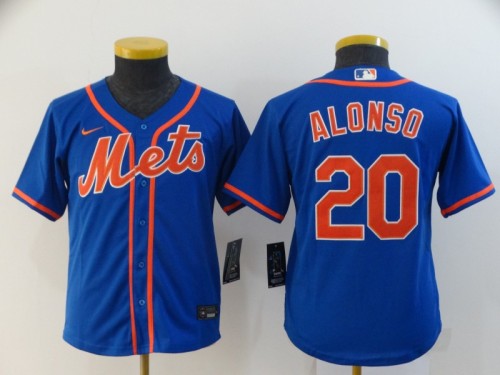 Youth Kids New York Mets 20 ALONSO Blue 2020 Cool Base Jersey