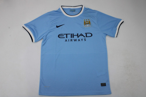 Retro Man City Shirt 2013-2014 Manchester City KUN AGUERO 16 Home Vintage Soccer Jersey