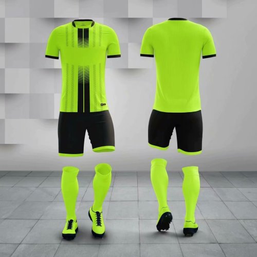 M8607 Fluorescent Green  Tracking Suit Adult Uniform Soccer Jersey Shorts