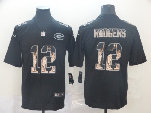 Green Bay Packers 12 RODGERS Black Statue of Liberty Limited Jersey