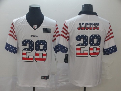 Oakland Raiders 28 JACOBS White USA Flag Fashion Limited Jersey