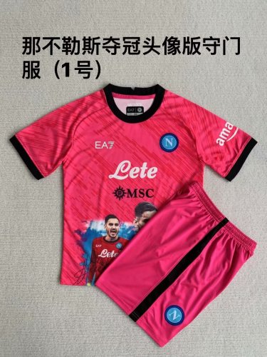 Adult Uniform 2023-2024 Calcio Napoli Red Goalkeeper Soccer Jersey Shorts