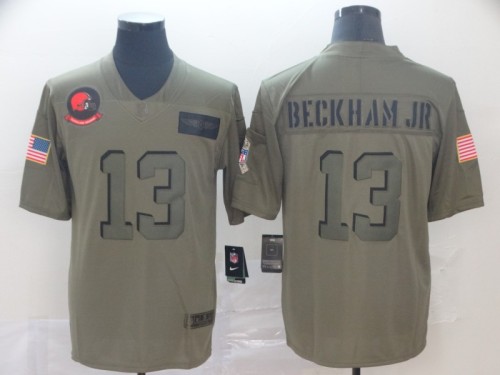 Cleveland Browns 13 Odell Beckham Jr. 2019 Olive Salute To Service Limited Jersey