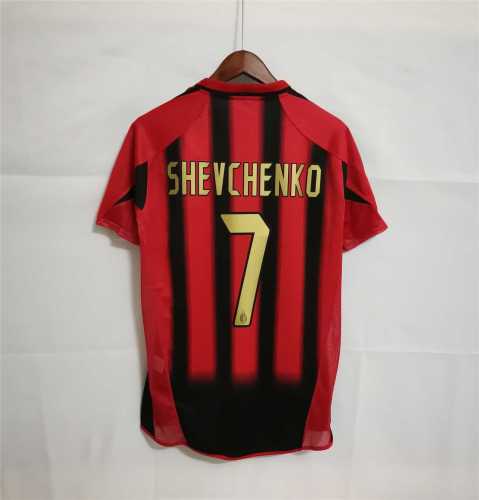 with UCL patch Scudetto Patch Retro Jersey 2004-2005 AC Milan 7 SHEVCHENKO Home Soccer Jersey