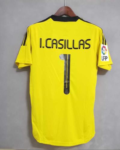 with LFP Patch Retro Jersey 2011-2012 Real Madrid Yellow Goalkeeper I.CASILLAS 1 Soccer Jersey