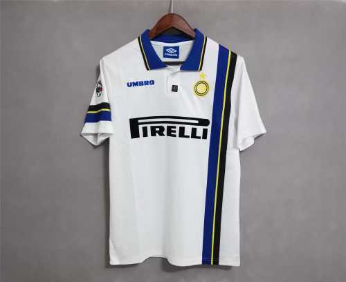 with Serie A Patch Retro Jersey 1997-1998 Inter Milan Away White Soccer Jersey
