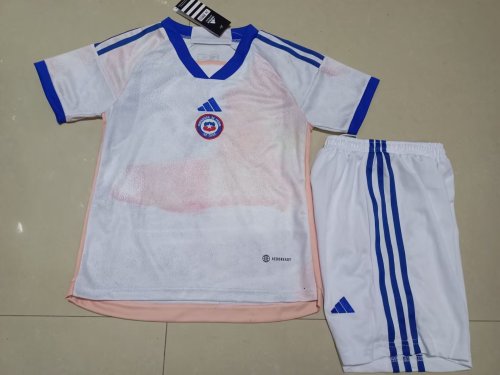 Youth Uniform Kids Kit 2023-2024 Chile Away White Soccer Jersey Shorts