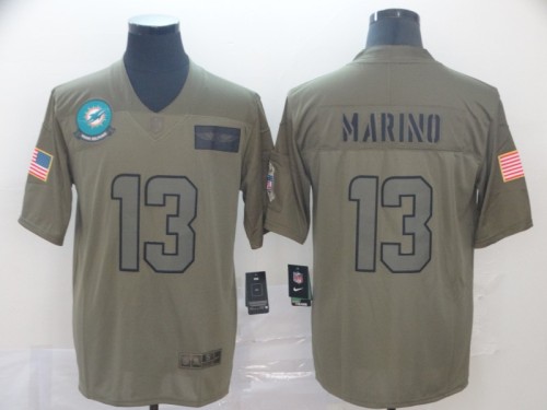 Miami Dolphins 13 Dan Marino 2019 Olive Salute To Service Limited Jersey