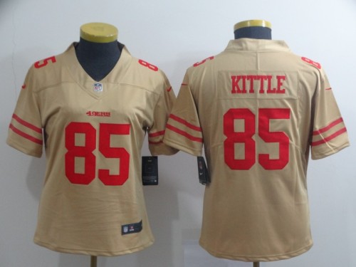 Women San Francisco 49ers 85 George Kittle Cream Inverted Legend Limited Jersey