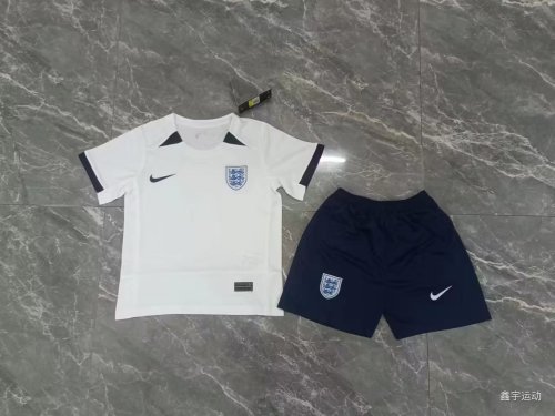 Youth Uniform Kids Kit 2023-2024 England Home Soccer Jersey Shorts