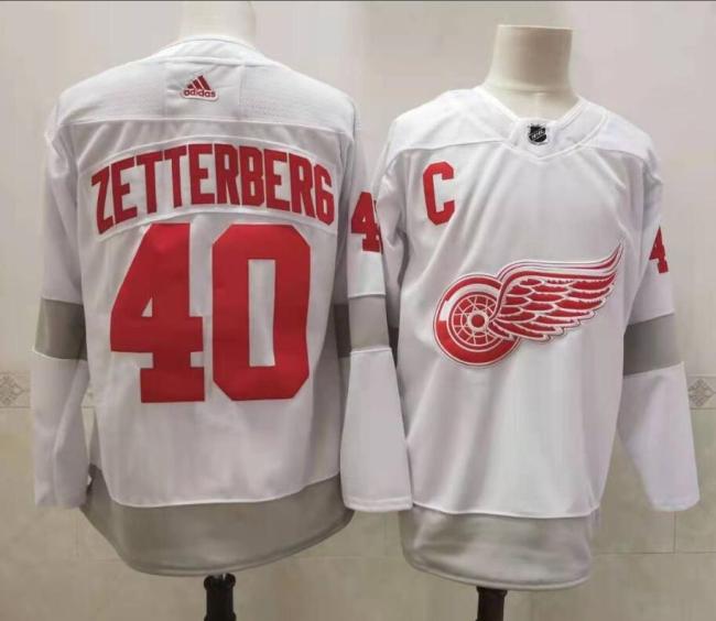 2020 Detroit Red Wings 40 ZETTERBERG White NHL Jersey