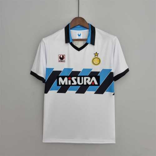 Retro Jersey 1990-1991 Inter Milan Away White Soccer Jersey Vintage Inter Football Shirt