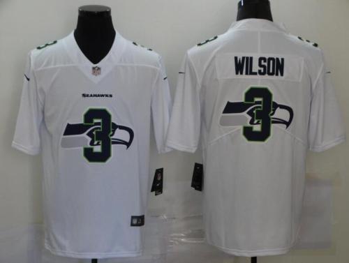 Seahawks 3 Russell Wilson White Shadow Logo Limited Jersey