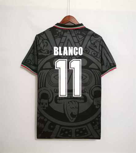 Retro Jersey 1998 Mexico BLANCO 11 Away Black Vintage Soccer Jersey