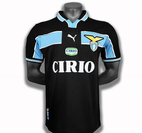 with Serie A Patch Retro Jersey 1998-1999 Lazio Away Black Soccer Jersey Vintage Football Shirt