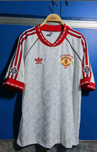 with Patch Retro Jersey Manchester United 1991 WINNERS CUP FINAL White Vintage Soccer Jersey