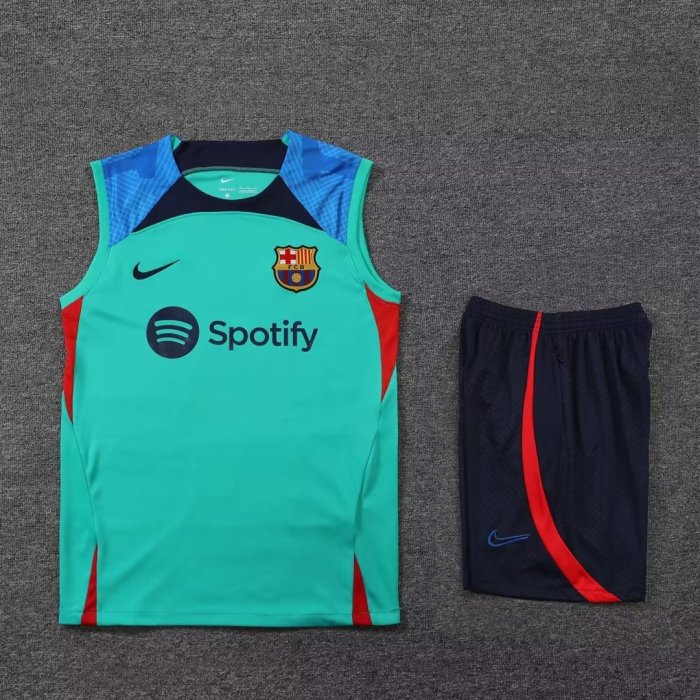 2022-2023 Barcelona Green Soccer Training Vest Shorts