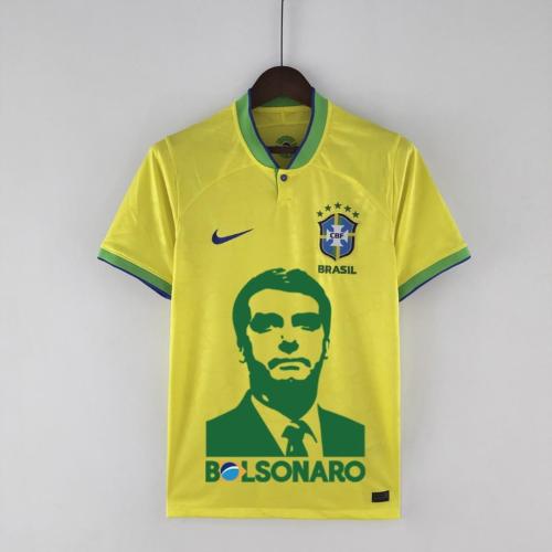 Fans Version 2022 World Cup Brazil Home Bolsorano Version Soccer Jersey