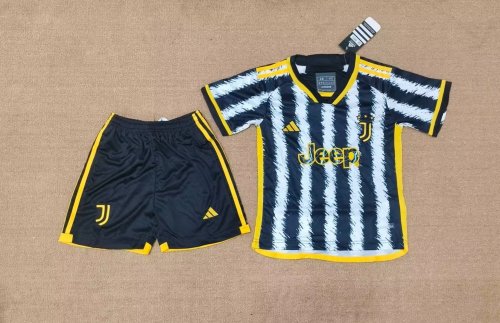 Youth Uniform Kids Kit 2023-2024 Juventus Home Soccer Jersey Shorts