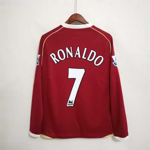 with EPL Patch Retro Jersey Long Sleeve 2006-2007 Manchester United RONALDO 7 Home Soccer Jersey