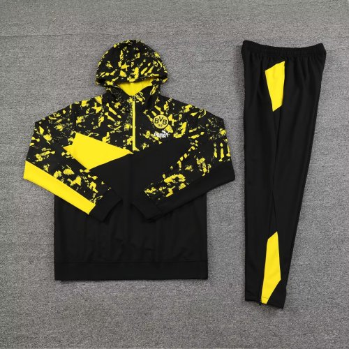 2023-2024 BVB Black/Yellow Soccer Hoodie and Pants