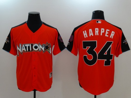Washington Nationals 34 HARPER Red/Black MLB Jersey