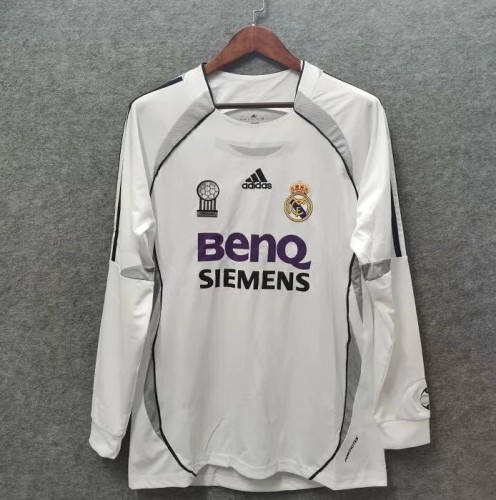 Long Sleeve Retro Jersey 2006-2007 Real Madrid Home Soccer Jersey Vintage Real Football Shirt