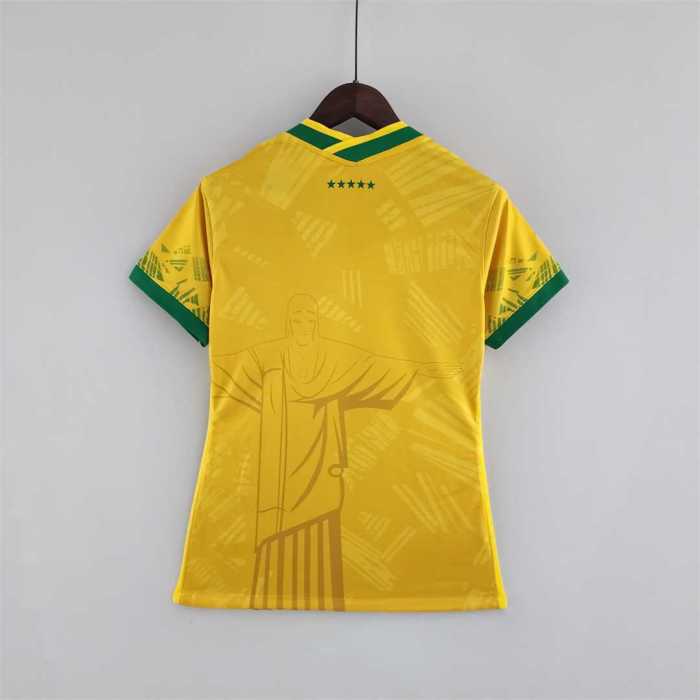 Women 2022 Brazil Classic Yellow Soccer Jersey