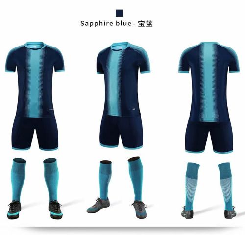 XBJKJW8825 Sapphire Blue Tracking Suit  Adult Uniform Soccer Jersey Shorts