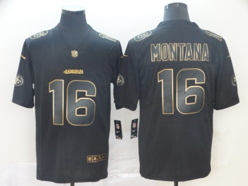 San Francisco 49ers 16 Joe Montana Black Gold Vapor Untouchable Limited Jersey