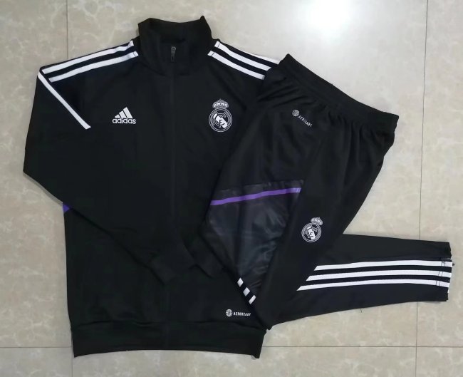 2022-2023 Real Madrid Black Soccer Jacket and Long Pants