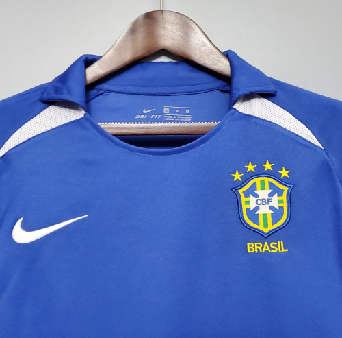 Retro Jersey 2002 Brazil Away Blue Soccer Jersey Vintage Brasil Camisetas de Futbol