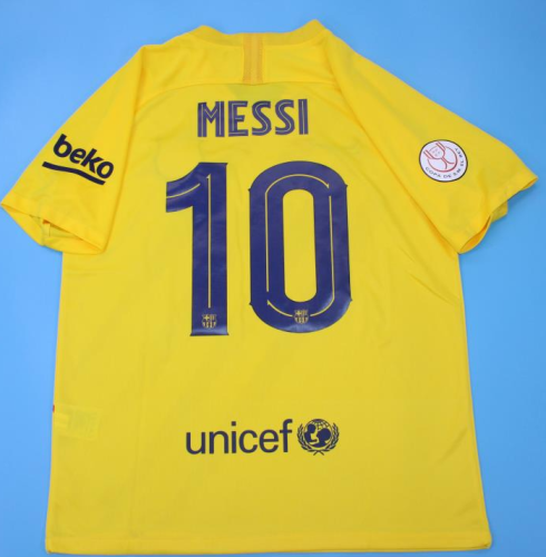 with Front Lettering Patch Retro Jersey 2020-2021 Barcelona COPA DE REY FINAL 10 MESSI 3rd Away Yellow Soccer Jersey
