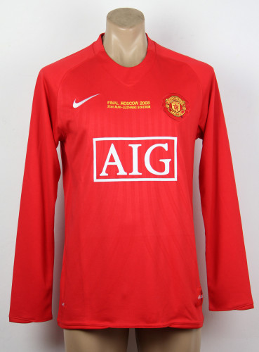 with Front Lettering Retro Jersey 2007-2008 Long Sleeve Manchester United Home Soccer Jersey