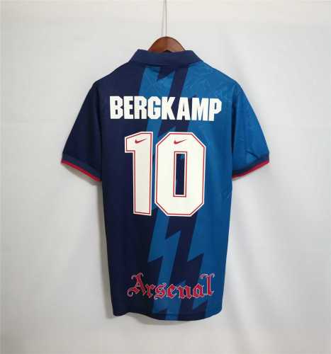 with EPL Patch Retro Jersey 1995-1996 Arsenal 10 BERGKAMP Away Blue Soccer Jersey