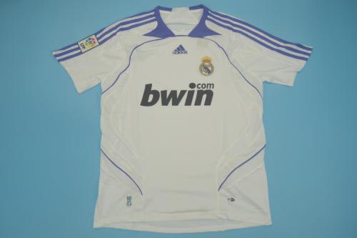 with LFP Patch Retro Jersey 2007-2008 Real Madrid Home Soccer Jersey