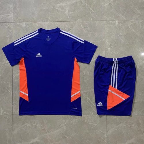AD721 Blue Blank Soccer Training Jersey Shorts DIY Cutoms Uniform