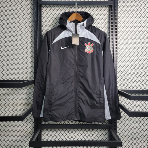 2023-2024 Corinthians Black/Grey Soccer Windbreaker Jacket
