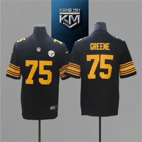 2021 Steelers 75 GREENE Black NFL Jersey S-XXL Yellow Font