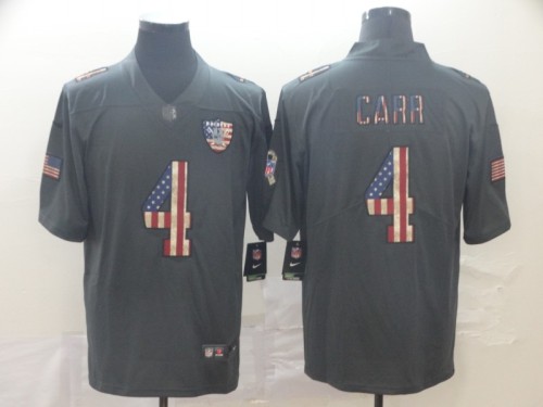 Oakland Raiders 4 CARR 2019 Black Salute To Service USA Flag Fashion Limited Jersey
