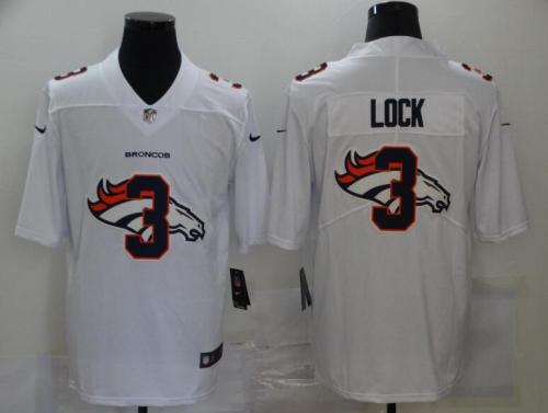 Broncos 3 Drew Lock White Shadow Logo Limited Jersey