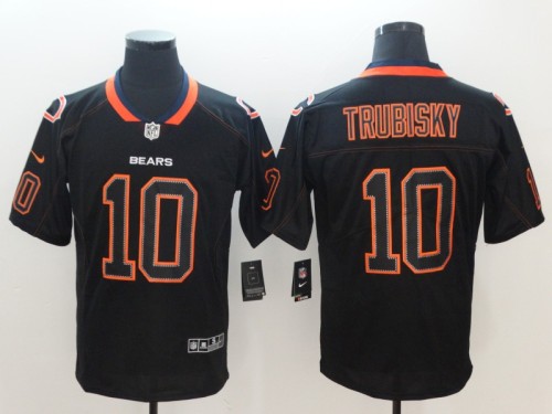Chicago Bears #10 Trubisky Black with Gold Letters NFL Jersey