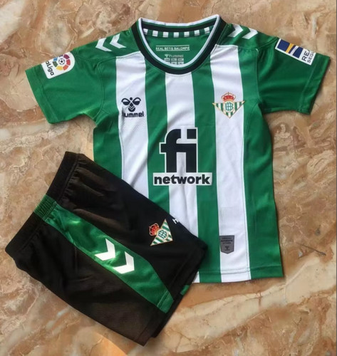 Youth Uniform 2023-2024 Real Betis Home Soccer Jersey Shorts