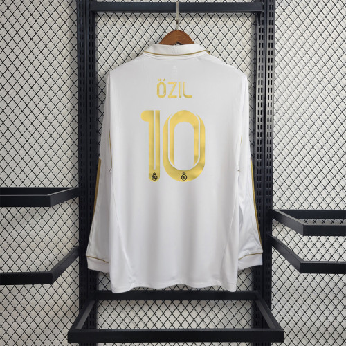 with UCL Patch Retro Jersey Long Sleeve 2011-2012 Real Madrid OZIL 10 Home Soccer Jersey